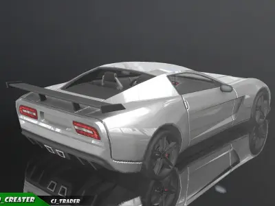 Lowpoly Super Racing Car Concept 3D Model Low-poly 3D model