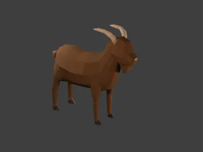 Goat 3D Model Low Poly Game Ready Blender Low-poly 3D model