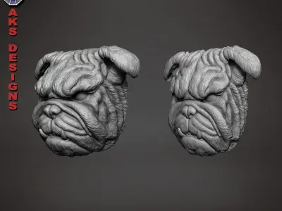 Bulldog version 1 Bas relief for cnc 3D print model