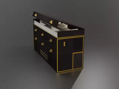 Luxurious Black Gold Drawer Cabinet Free low-poly 3D model