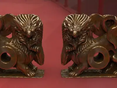 Asian Dragon statues mirrored 3D model