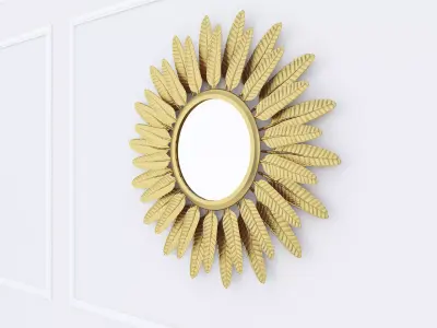 Decorative Metal Mirror plants with gold m9 3D model