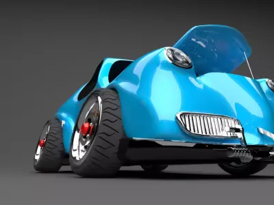 3D Blue VW cars project modelling  Low-poly 3D model
