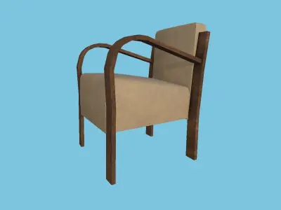 Wood Leather Armchair - Furniture Interior Design Low-poly 3D model