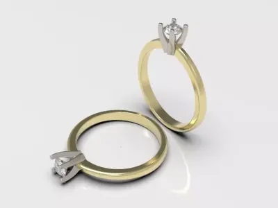 Engagement diamond ring in two color gold ready for 3d print 3D print model
