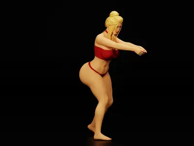 Volleyball Girl Receiving Pose Low-poly 3D model