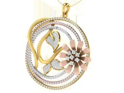 Solitaire Women Pendant 3dm STL OBJ FBX Renders Details 3D print model