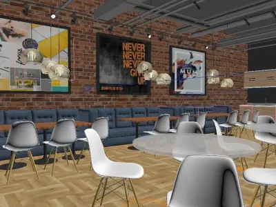 Industrial style lunch bar or kitchen in the office building 3D model