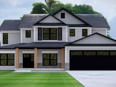 Modern American House Exterior Residential Architecture design 3D model