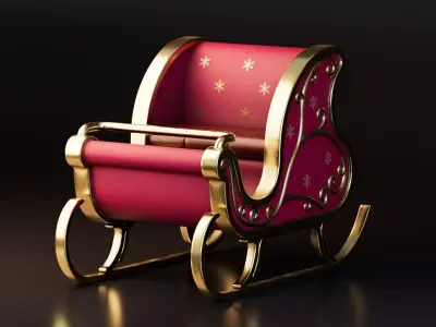 Premium Christmas Sleigh Low-poly 3D model