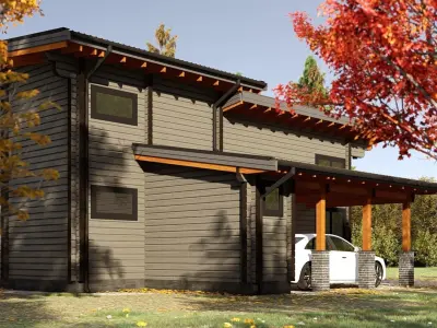 3D model of a wooden house for two bedrooms 3D model