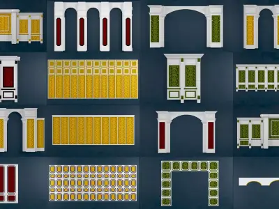 16 pack of Decorative Mouldings Collection  Low-poly 3D model