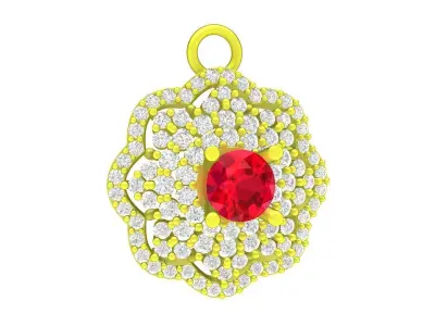 A5453 Luxury Diamond Flower Women Pendant 3D print model