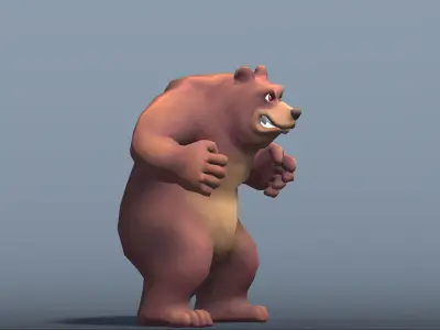 Lowpoly Stylized Bear Rigged and Animated for VR AR Games Low-poly 3D model