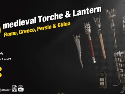 19 Old Candle Holder Low-poly 3D model