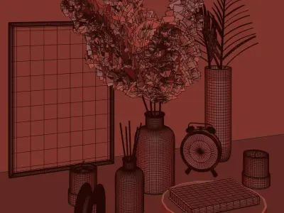 decorative set with pampas 3  3D model