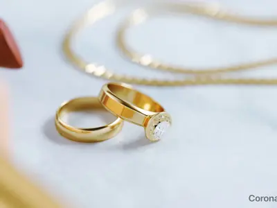 White table with cosmetics and jewellery scene SWR 3D model