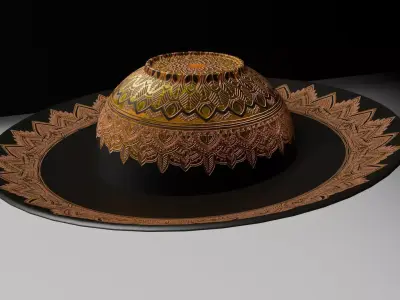 Black Marble and Gold Mandala Tableware Low-poly 3D model