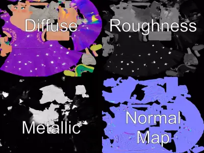 Starry Dress Character model pack Low-poly 3D model