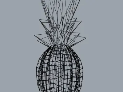 Lowpoly pineapple golden 3D model