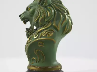 Decorative Lion Head Ornament 3D Asset 3D model
