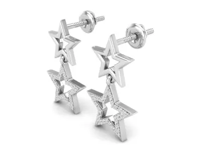 AV 634 Diamond Ladies Star Shape Dangling Drop Earrings 3D print model