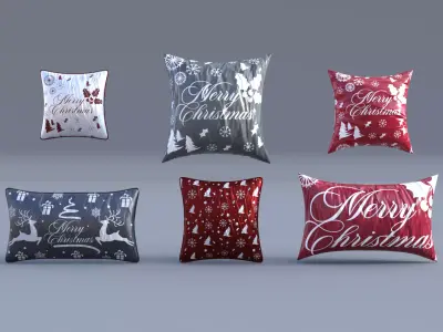 Christmas Cushion Pack Low-poly 3D model