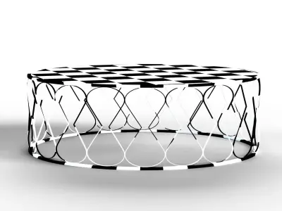 Table02silver coffee table with metal frame and marble top 3D model