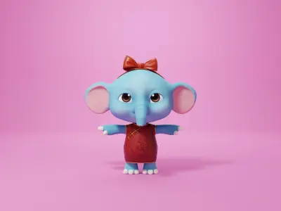 Cartoon Elephant 3d Model Rigged 3D model
