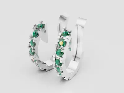 White Gold Hoop  EARRING 3D print model