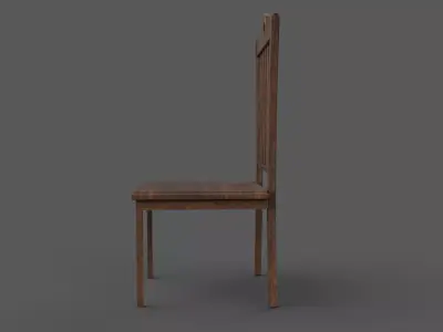 Wooden chair Low-poly 3D model 6