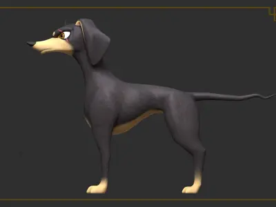 Rigged Cartoon Dog 3D model