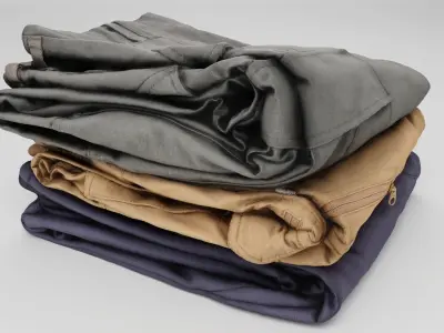 Pile or stock of hiking outdoor pants for sport and activity  3D model