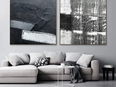 Plaster two square photo frames 06 Low-poly 3D model