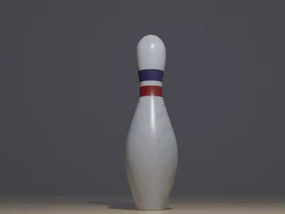 Bowling pin with red and blue lanes Low-poly 3D model