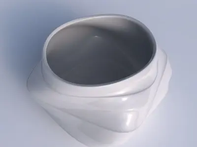 Bowl twisted elipse with smooth horizontal ribbons 3D print model