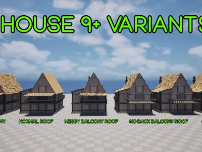 9 House Variants - 4K NEXT GEN game-ready models of town houses Low-poly 3D model