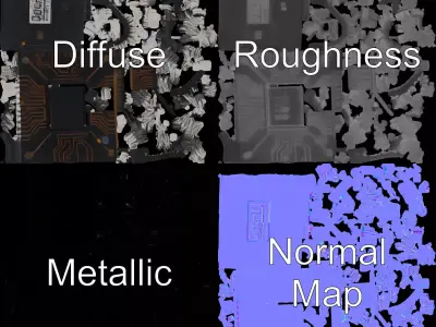 Complex Circuit Chip model pack Low-poly 3D model