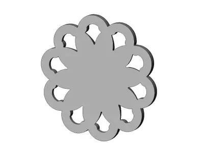 Ribbed rosette carved round eternity corner scroll relief 3D print model