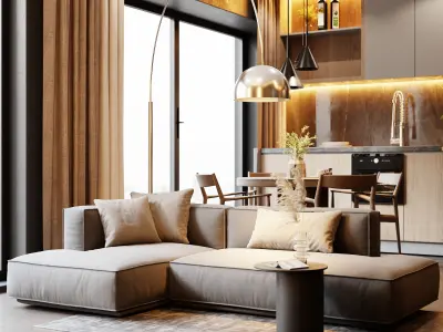 Moody Modern Interior In Native Blend File by Vizfromblender 3D model