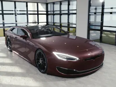 BLENDER EEVEE Brandless Sports GT shooting brake Low-poly 3D model