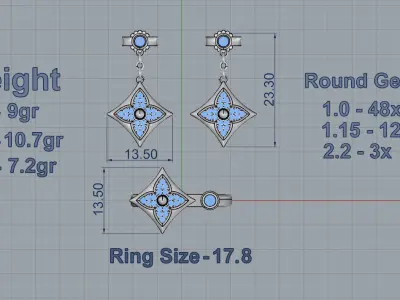Louis Vuitton Ring and Earrings  3D print model