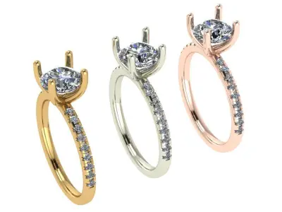 Diamond solitaire ring 3D print model