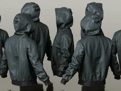 Mens Clothing Leather Jacket Hoodie Low-poly 3D model