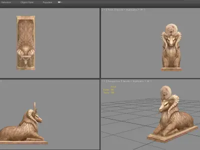 Stone sheep sculpture Low-poly 3D model