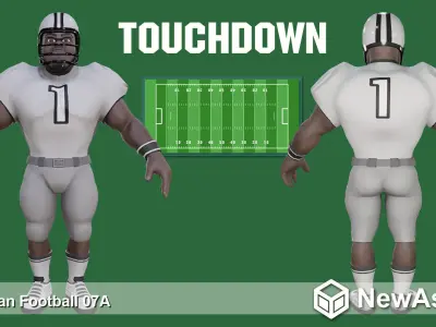 American Football Touchdown Character 07A Low-poly 3D model
