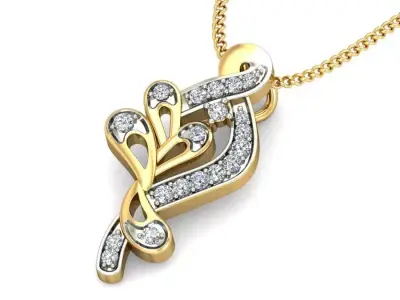 Solitaire Women Pendant 3dm STL OBJ FBX Renders Details 3D print model 17