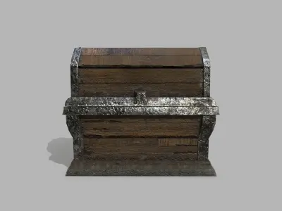 Chest wooden Low-poly 3D model