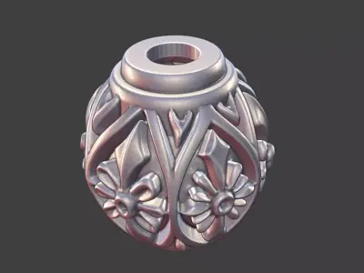 Decorative Silver Bead floral 3D print model