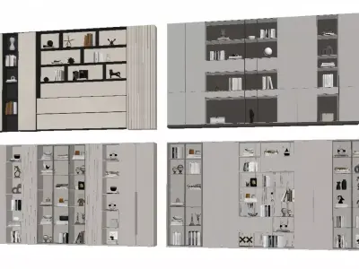 Modern Light Luxury Bookcase 3D model